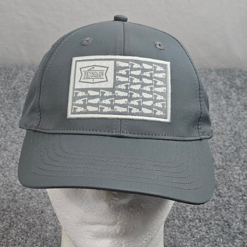 Reynolds Equipment Hat Gray Fish US Flag‎ Patch Strapback Outdoor Cap Utility